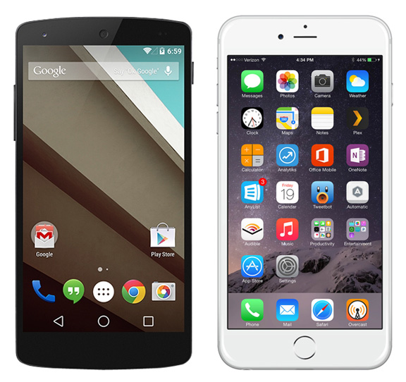 Android-L-vs-iOS-8-1