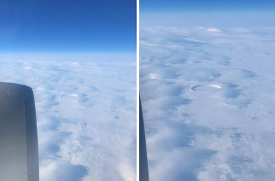 Над Канадой засняли идеально ровное круглое углубление в облаках