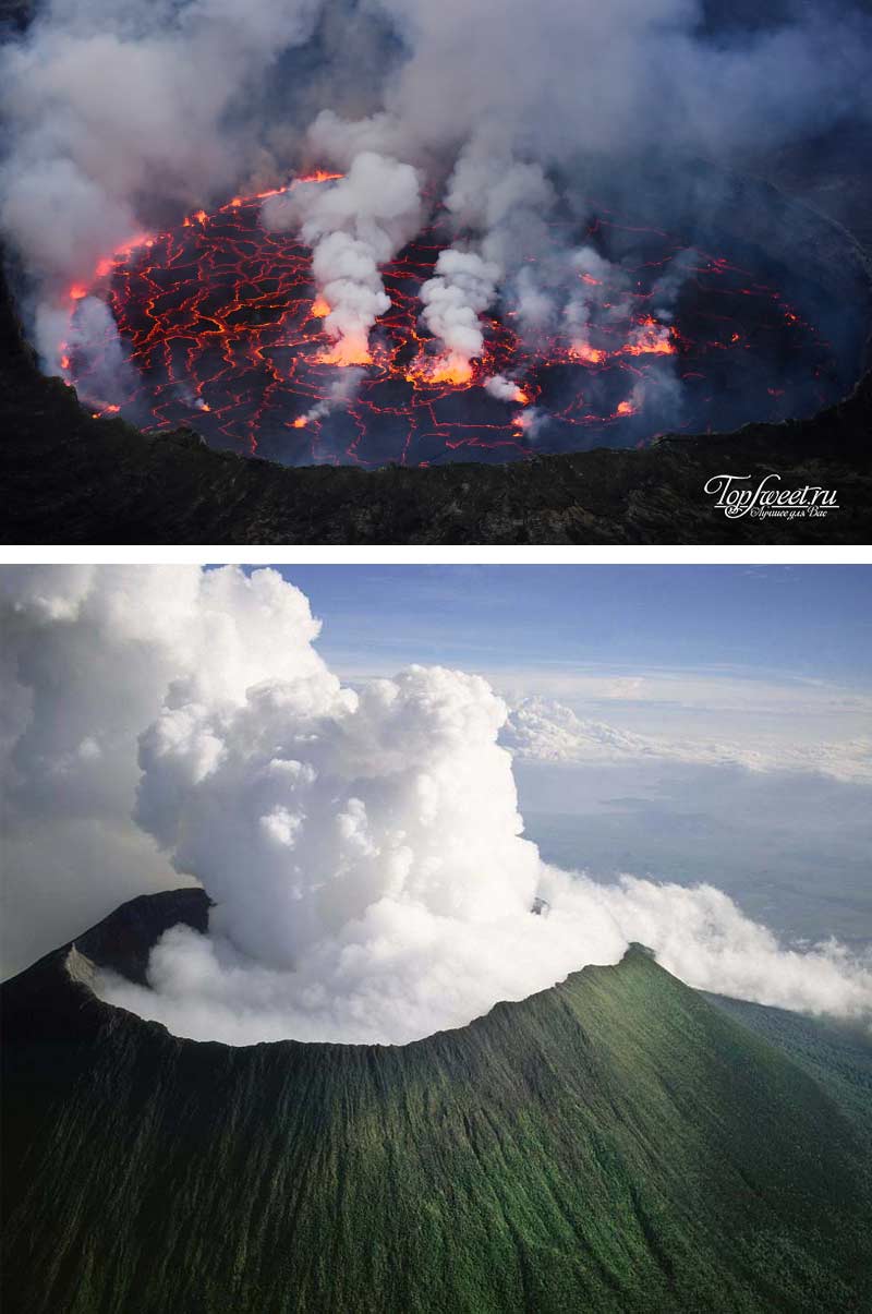 Какой самый крупный вулкан. Вулкан Ньирагонго. Самый опасный вулкан Ньирагонго. Вулкан Улавун. Ньирагонго Демократическая Республика Конго.