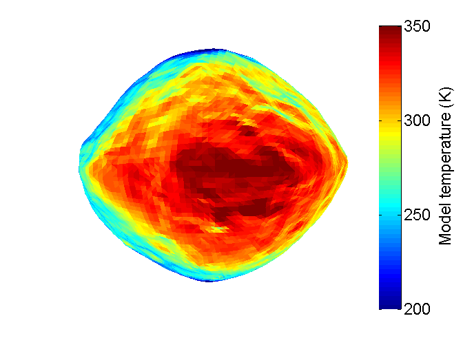 Температурная карта астероида Бенну