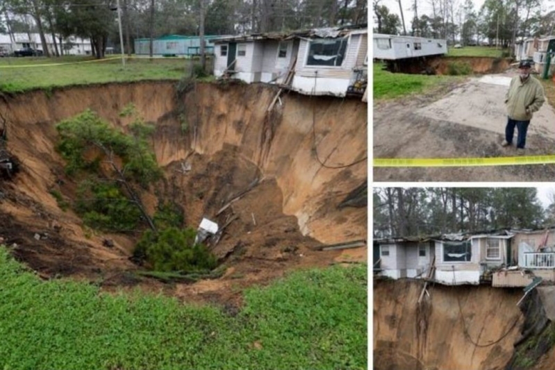 Огромный провал поглотил мобильный дом недалеко от Таллахасси, Штат Флорида
