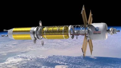 Ілюстрація космічного корабля, що рухається за допомогою ядерного теплового двигуна. NASA