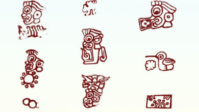 Приклади логограм, що складають писемність Теотіуакана. Автор зображення: Крістоф Гельмке, Копенгагенський університет.